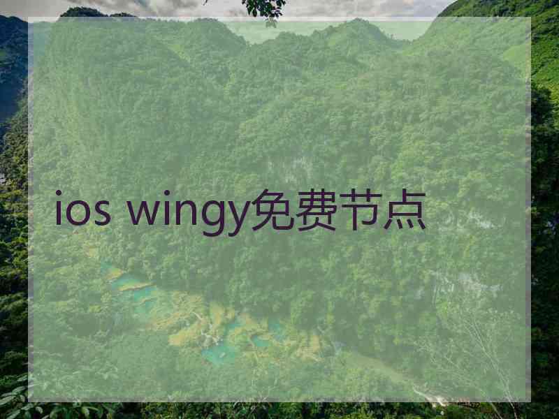 ios wingy免费节点