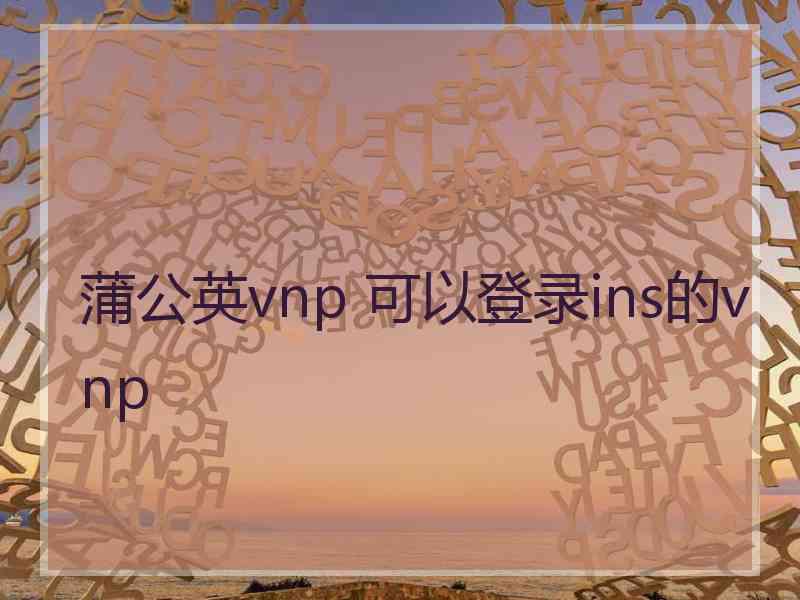 蒲公英vnp 可以登录ins的vnp